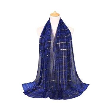 Imagem de Cachecol Feminino Elegante Leve Com Lurex E Glitter, Xale Brilhante Co