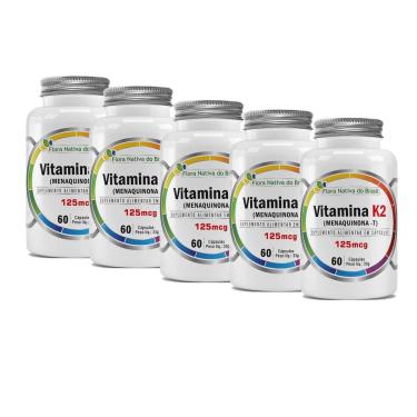 Imagem de Kit 5 Vitamina K2 Menaquinona 7 125ug 5x60 cps Flora Nativa-Unissex