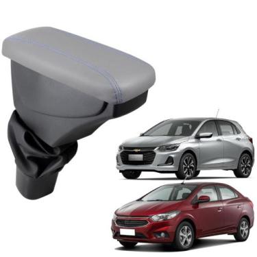 Imagem de Apoio De Braço Chevrolet Onix Couro Cinza Costura Azul - GPI Automotiv