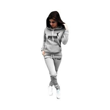 Imagem de Conjunto Esportivo Casual Feminino De Outono Inverno: Moletom Com Capu