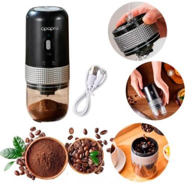 Imagem de Moedor de Café Elétrico Portátil Compacto com Ajuste de Moagem e Café 