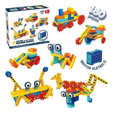 Imagem de Brinquedo de Montar com Motor Elétrico 180 peças, Kit Robótica com Eng