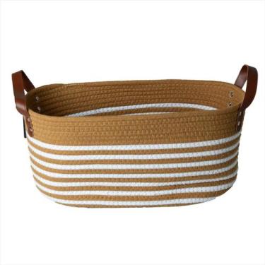 Imagem de Cesto Fibra Natural Algodão Mocca Com Alça 41 X 25 X 19 CM - Paramount