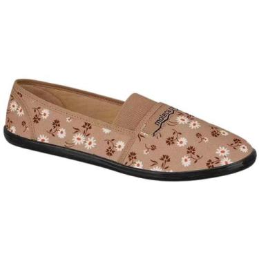 Imagem de Sapatilha Moleca Conforto Elastico Nova Floral Feminina, 35, Bege
