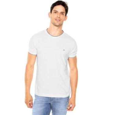 Imagem de Camiseta Basica Aramis Friso Na Gola Branco/Caramelo, XGG