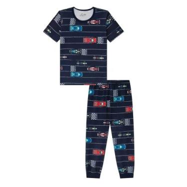 Imagem de Luc Boo Pijama Camisa Manga Curta e Calca Azul, 06, Azul