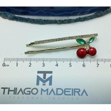 Imagem de Kit grampo cereja e grampo zirconia - 1 par de acessórios para cabelo 