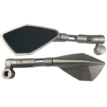 Imagem de Retrovisor Esportivo Haste Curta Pentagonal - Serjão Parts, Prata