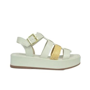 Imagem de Sandália Feminina Moleca Plataforma 5553.102, 35, Branco off, Natural