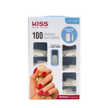 Imagem de Unhas Postiças Quadradas Pacote Econômico com 100 Unidades Médio - Kis