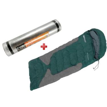 Imagem de Saco de Dormir Nautika Freedom Verde e Cinza + Isolante Térmico Nautik