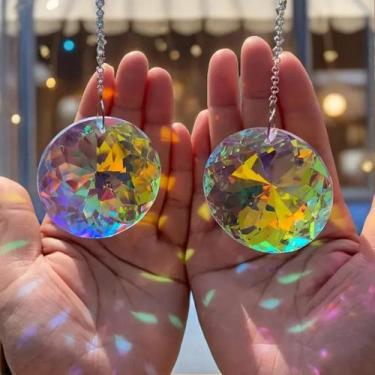 Imagem de Apanhadores De Sol Redondos De Cristal Arco-Íris (2 Peças) - Decoração