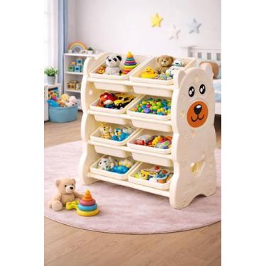 Imagem de Organizador De Brinquedos Infantil Ursinho 8 Cestos Estante Porta Brin