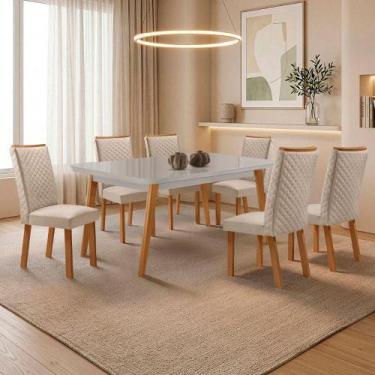 Imagem de Mesa de Jantar Copper Lira 6 Lugares Tampo em MDF com Vidro Serigrafad