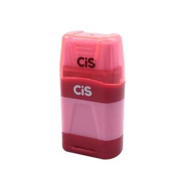 Imagem de Apontador Escolar Com Depósito 2 Furos + Borracha CIS Rosa, Rosa