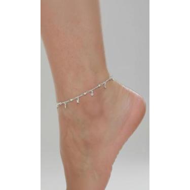 Imagem de Tornozeleira Feminina Bolinhas E Estrelas Prata 26cm - Congratulations