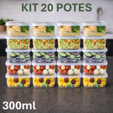 Imagem de Kit até 30 Potes Marmita 300Ml Transparente com Tampas e Travas Fit Bp