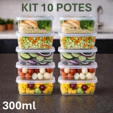 Imagem de Kit até 30 Potes Marmita 300Ml Transparente com Tampas e Travas Fit Bp