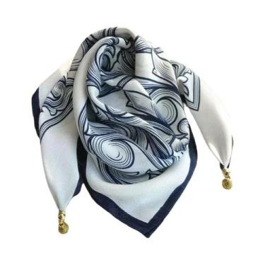 Imagem de Lenço De Seda Luxuoso Feminino Com Fivela Magnética, Estampado, Quadra