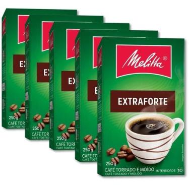 Imagem de Café Moído Melitta Extraforte a Vacuo Kit 5 Pacotes 250g