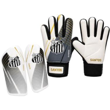 Imagem de Kit Goleiro Santos Luva De Goleiro + Caneleira - Infantil Tamanho:5Cor