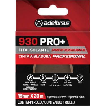 Imagem de Fita Isolante Adelbras Pro 930 Antichama 19mm x 20m Isolamento Elétric