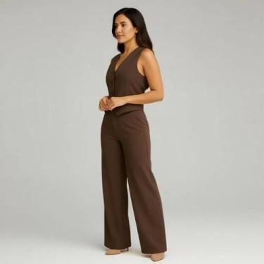Imagem de Conjunto Terno Premium Calça Com Colete De Tecido Alfaiataria Novo Lan