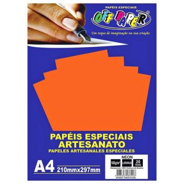 Imagem de Papel Neon 180g A4 Especial para Artesanato Enfeites Decoração Off Pap