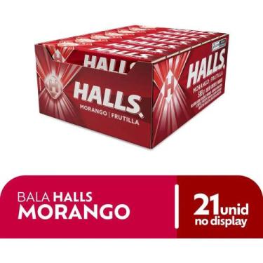 Imagem de Bala Halls Morango Caixa Com 21 Unidades De 28g
