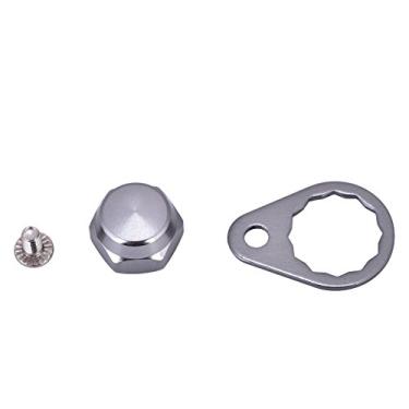 Imagem de Tbest Alças de carretel, tampa de rosca para tampa de rosca para carretel de pesca esquerdo/direito botão placa de bloqueio de botão de pesca faça você mesmo acessório de pesca trava de porca e porca 4 cores selecionáveis (pacote com 2) (cor da arma mão esquerda) calço