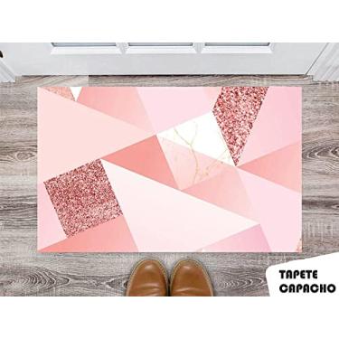 Imagem de Tapete Capacho Personalizado Triângulos Tons de Rosa com Glitter