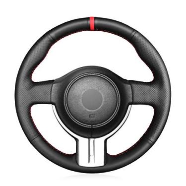 Imagem de MEWANT Capa de volante automotiva personalizada DIY com costura manual em couro genuíno preto para Subaru BRZ 2012-2015 para Scion FR-S FRS 2012-2016 para Toyota 86 (GT86) 2012-2016