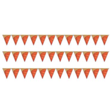 Imagem de Beistle Banners de plástico Pennant 3 peças decoração de basquete aniversário suprimentos de festa, 28 x 30 cm, laranja/preto/marrom