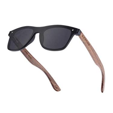 Imagem de BARCUR Óculos de sol vintage unissex de madeira polarizada, nogueira zebra, sem aro, Azul, laranja, preto, Lens Height: 49 mm