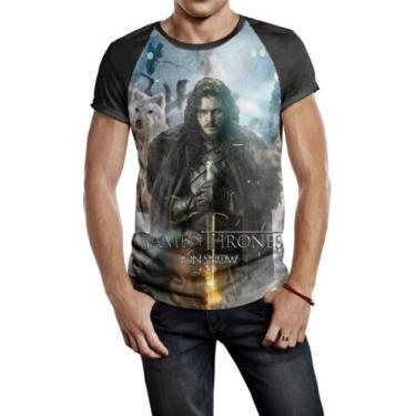 Imagem de Camiseta Raglan Masculina Jon Snow Game Of Trhones Ref:34 - Smoke