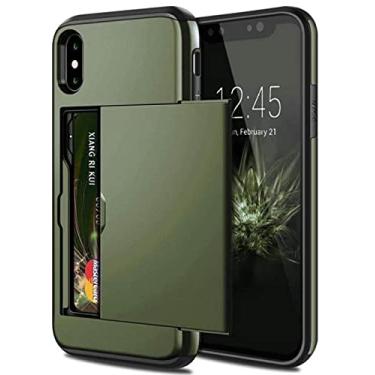 Imagem de Capa para iPhone 13 12 Mini 11 Pro XS Max XR X Capa para slot de cartão para iPhone 8 7 6S Plus SE 2 5 5S Case, verde do exército, iPhone 11 Pro 5.8