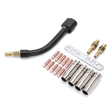Imagem de Kit de acessórios de pistola urbana de soldagem MIG N 10 peças ponta de contato + 4 peças difusor de suporte de pontas + 2 peças de haste de conexão + tocha + conjunto de chave de bocal para tocha de solda MB15/15AK MIG