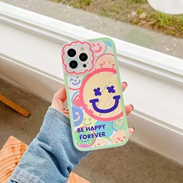 Imagem de Capa de telefone pintada com silicone de desenho animado smiley para iphone 13 11 12 pro max x xs xr 7 8 plus se2 capa de telefone estética bonita, b, para iphone 13 mini