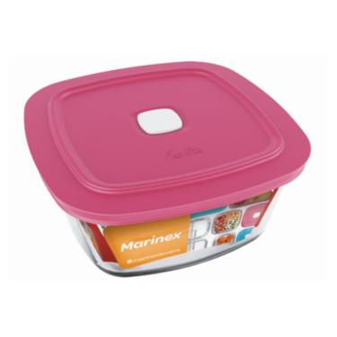 Imagem de Pote Vidro Quadrado Facilita  Marmita 300ML Marinex 1Un