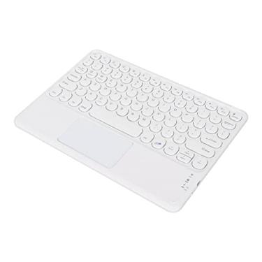 Imagem de Teclado sem fio, função de toque 10 polegadas à prova d'água expansão à prova de poeira ampliar teclado de toque tecla redonda para computadores desktop Branco