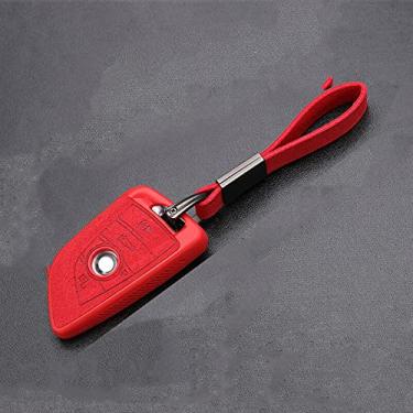 Imagem de CSHU Couro Car Key Case Cover Shell, apto para BMW X1 X3 X5 X6 X7 1/3/5/6/7 Series G30 G20 G32 G11 F20 Z4 F48 F39 G01 G02 F15 F16 G07,4 botões vermelhos