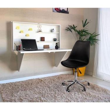 Imagem de Conjunto Escrivaninha Retrátil Branca + Cadeira Eiffel Office Base Gir