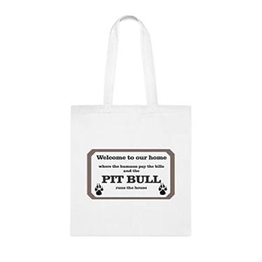 Imagem de Pitbull Runs The House, presente Pitbull, presente para Pitbull, aniversário Pitbull bolsa de ombro Pitbull, sacola reutilizável Pitbull, Branco