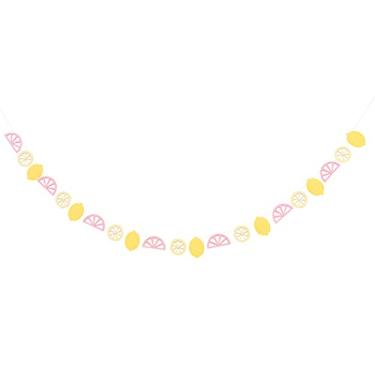 Imagem de Guirlanda de limão - decorações de festa de limão, guirlanda de fatias de limão amarelo e rosa, faixa de limão, decorações de chá de bebê para meninas