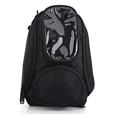 Imagem de Qiilu Bolsa de tanque de motocicleta universal preta à prova d'água com forte tanque de combustível magnético de óleo bolsa de tanque de motocicleta