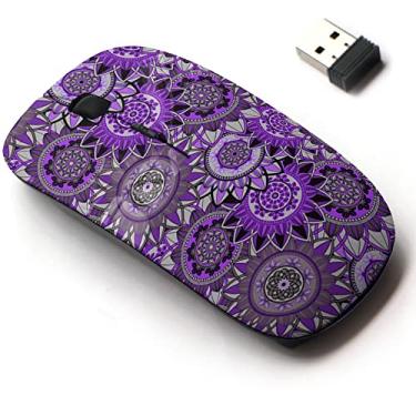 Imagem de Mouse sem fio 2.4G com design de padrão bonito para todos os laptops e desktops com nano receptor - mandala vintage