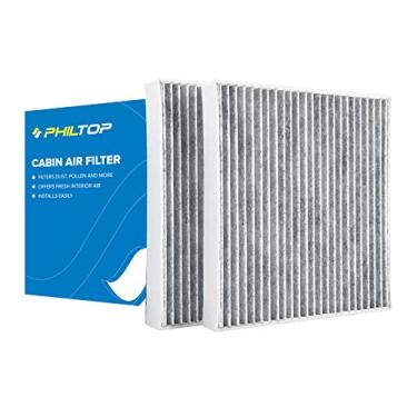 Imagem de PHILTOP Filtro de ar de cabine, pacote com 2 substituições para CF10285 CP285 4Runner Camry Corolla Tundra Highlander Avalon Prius IS250, filtro de cabine premium com filtro de carbono ativado, odor de pólen de poeira