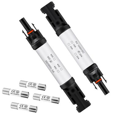 Imagem de Pvfarosh Conector de porta-fusível solar 20A IP68 à prova d'água 1000 V suporte de fusível 20A conector macho e fêmea à prova d'água (contém 4 fusíveis + 2 suportes de fusíveis solares) â'¬¦ (20A)