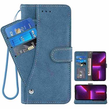 Imagem de DIIGON Capa de telefone carteira fólio para Motorola Moto E5 Plus, capa de couro PU premium slim fit para Moto E5 Plus, 1 compartimento para moldura de foto, ecológico, azul