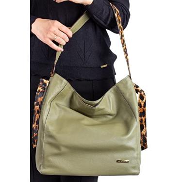 Imagem de Bolsa sacola de ombro em couro estampado Mara - Verde